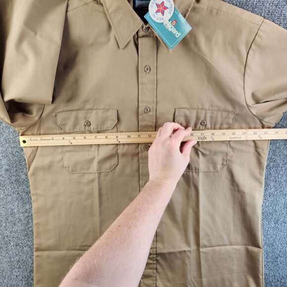 VTG NWD Fieldmaster USA Made Beige Long Sleeve Button Up Shirt Men Large Pockets - Picture 16 of 16